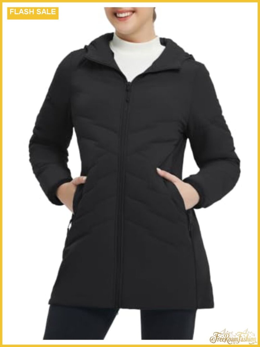 Women's Long Puffer Coat Water Resistant Hood Quilted Winter Jacket